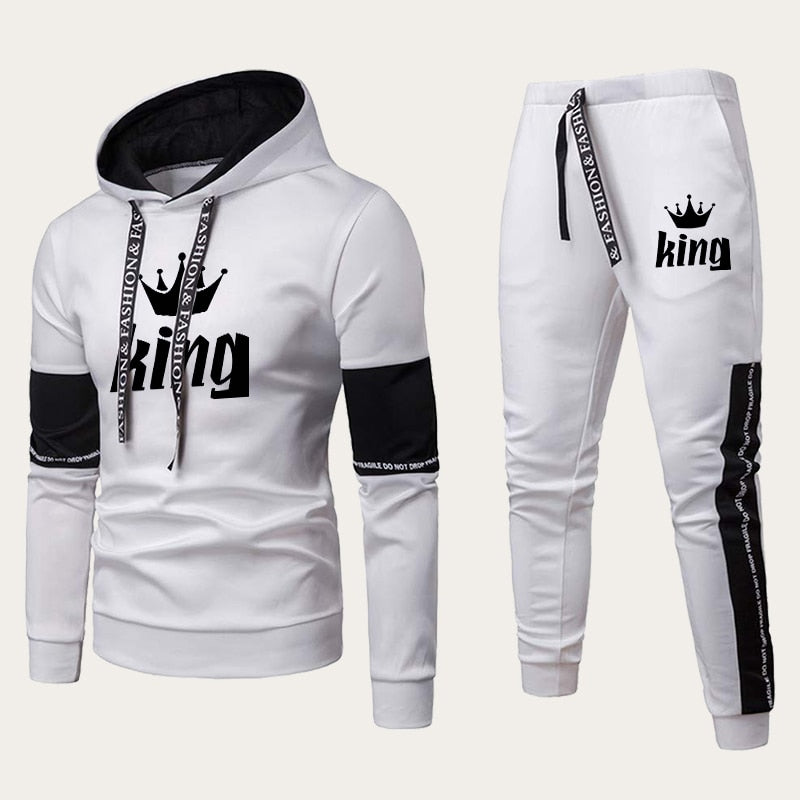 2023 Couples Hooded Tracksuit King or Queen Print Lovers Hoodies Sets Sweatshirt +Jogging Sweapants 2PCS Suits Matching Clothing