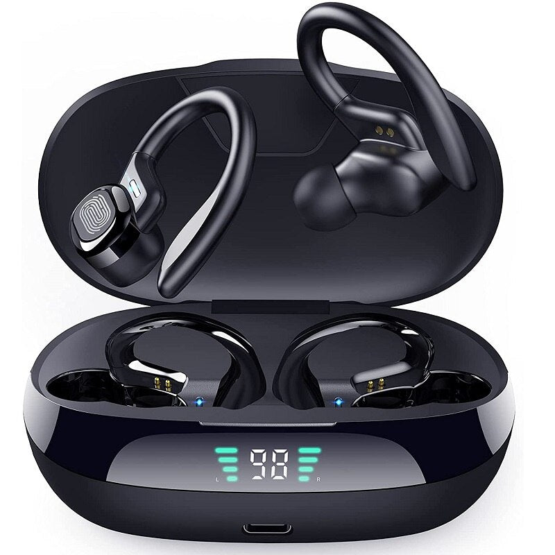 Sports Bluetooth Wireless Headphones with Mic IPX6 Waterproof Ear Hooks Bluetooth Earphones HiFi Stereo Music Earbuds for Phone