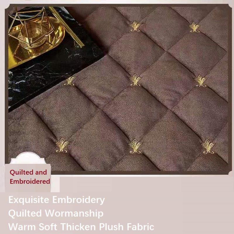 Luxury Embroidery Bedspread Thicken Plush Quilted Bed Skirt Winter Warm Soft Velvet King Size Bed Cover Not Including Pillowcase