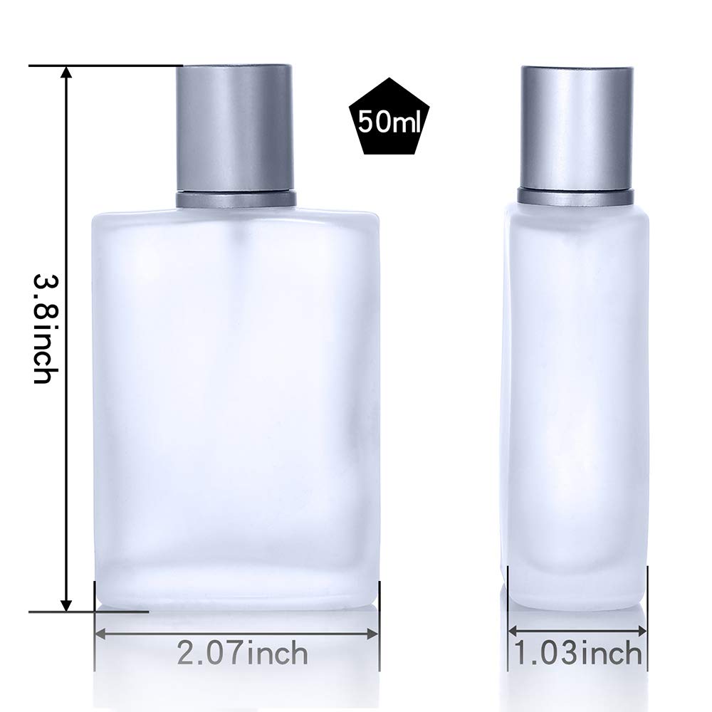 5PCS 50ML Empty Frosted Glass Refillable Fine Mist Spray Bottles Perfume Atomizer Bottles with 3 Free Kinds of Perfume Dispenser