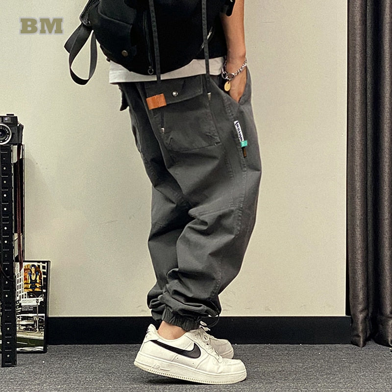 Korean Fashion Streetwear High Quality Casual Cargo Pants Men Clothing Japanese Harajuku Oversized Joggers Baggy Trousers Male