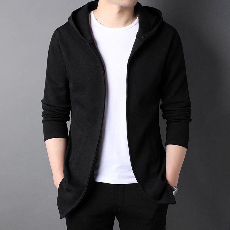 High End New Brand Designer Casual Fashion Stand Collar Korean Style Zipper Jackets For Men Solid Color Hooded Coats Men Clothes