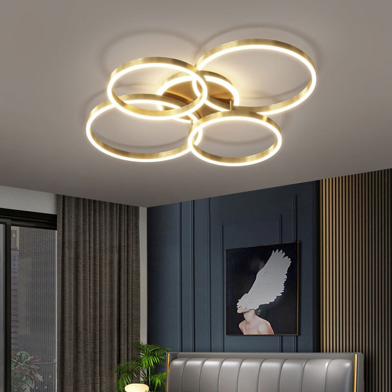 New Modern LED Chandelier Lighting For Living Study Bedroom Lamps Indoor Lighting Round Rings Foyer Lustre Chandeliers Luminaire
