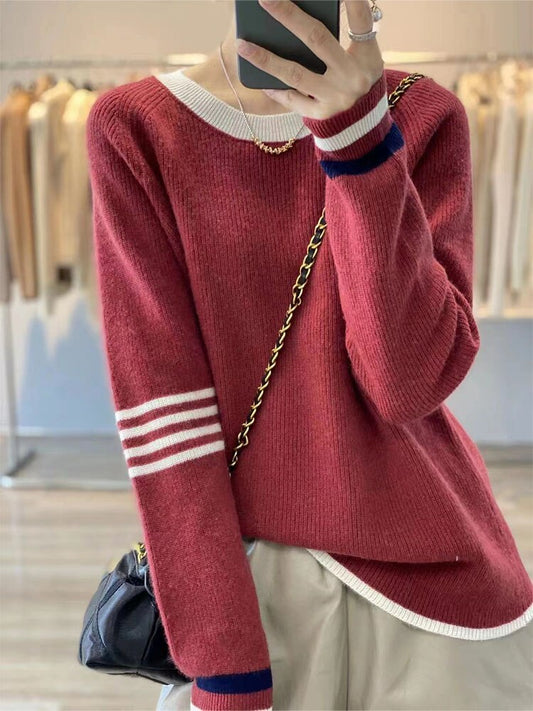 Heavyweight Thickened Wool Sweater Women Loose 2022 Autumn And Winter New Yuanbao Knitwear Round Neck Top Free Of Freight