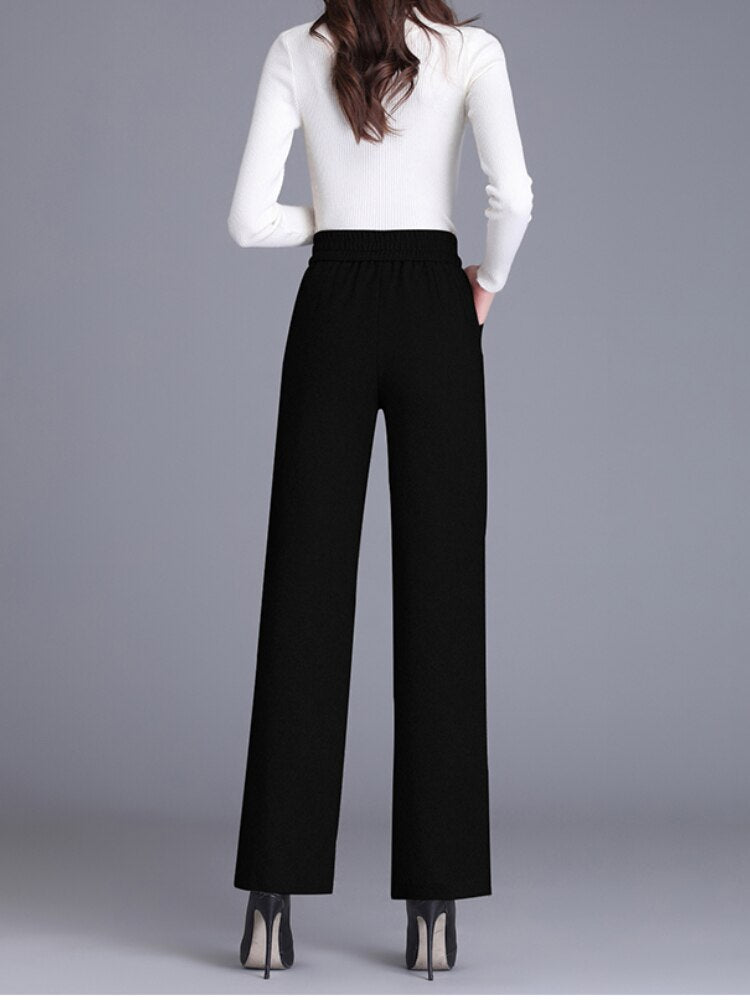 Women&#39;s Pants Wide Leg Pants Office Lady Trousers Baggy Pants 2022  Autumn Female Clothing High Waist Elegant Black Pants Women