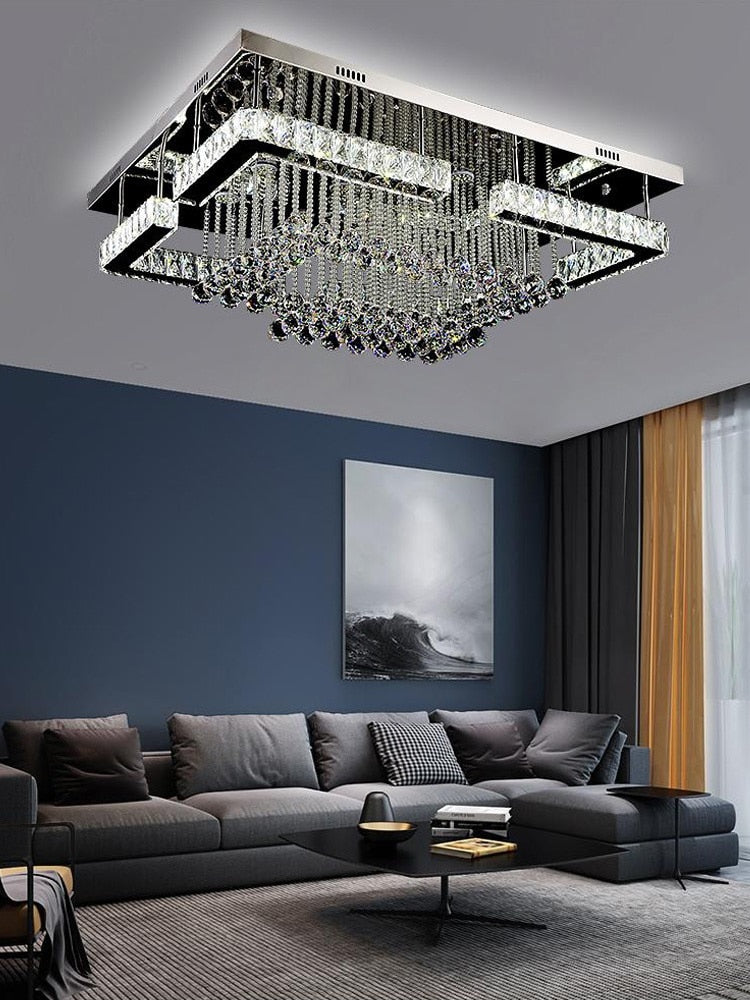 Modern crystal ceiling lights living room luxury silver ceiling light bedroom led Ceiling Lamps dining crystal Fixtures kitchen