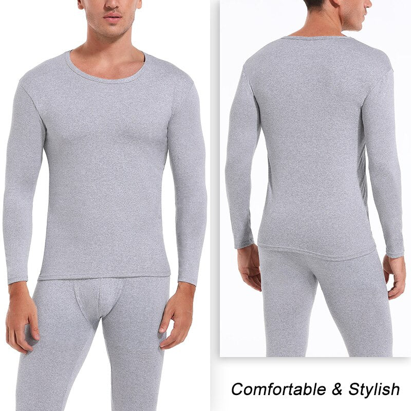 Set of 2 Men&#39;s Premium Thermal Underwear Ultra Soft Long Johns Fleece Lined Warm Base Layer Thermals top and Bottom