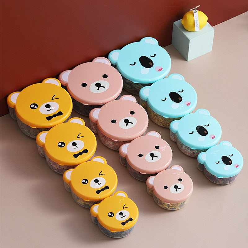 4pcs Bento Box Children Plastic Cartoon Cute Lunch Box Outdoor Food Storage Container Kids Student Microwave Lunch Box Utensils