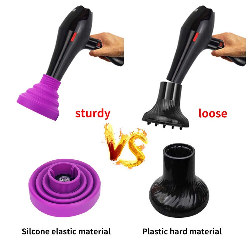 Collapsible Silicone Hair Dryer Diffuser Travel and Easy Storage Fit Nozzle Diameter Suitable 4-4.8cm Hairdressing Tools