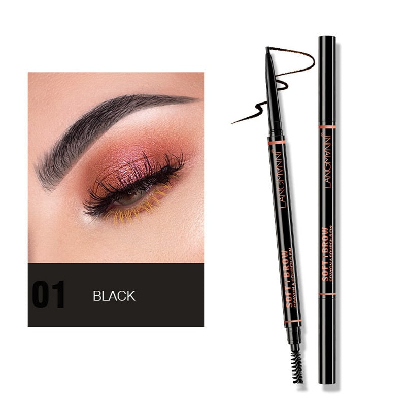 Waterproof Eyebrow Tattoo Pen Brow Enhancer Automatic Rotation Double Head Eye Makeup Natural Long-Lasting