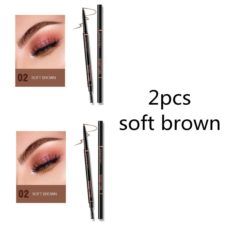 Waterproof Eyebrow Tattoo Pen Brow Enhancer Automatic Rotation Double Head Eye Makeup Natural Long-Lasting