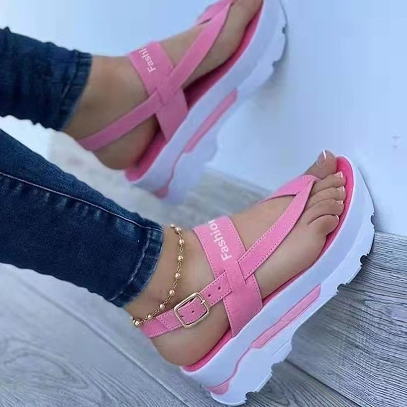 2022 New Sandals Women Summer Wedges Beach Sandals Flip Flops Platform Sandals Outdoor Casual Ladies Plus Size Zapatillas Mujer