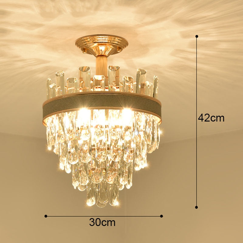 Luxury Crystal Ceiling Small Chandelier Living Room Decoration Bedroom Porch Corridor Led Indoor Pendant Lighting For Home