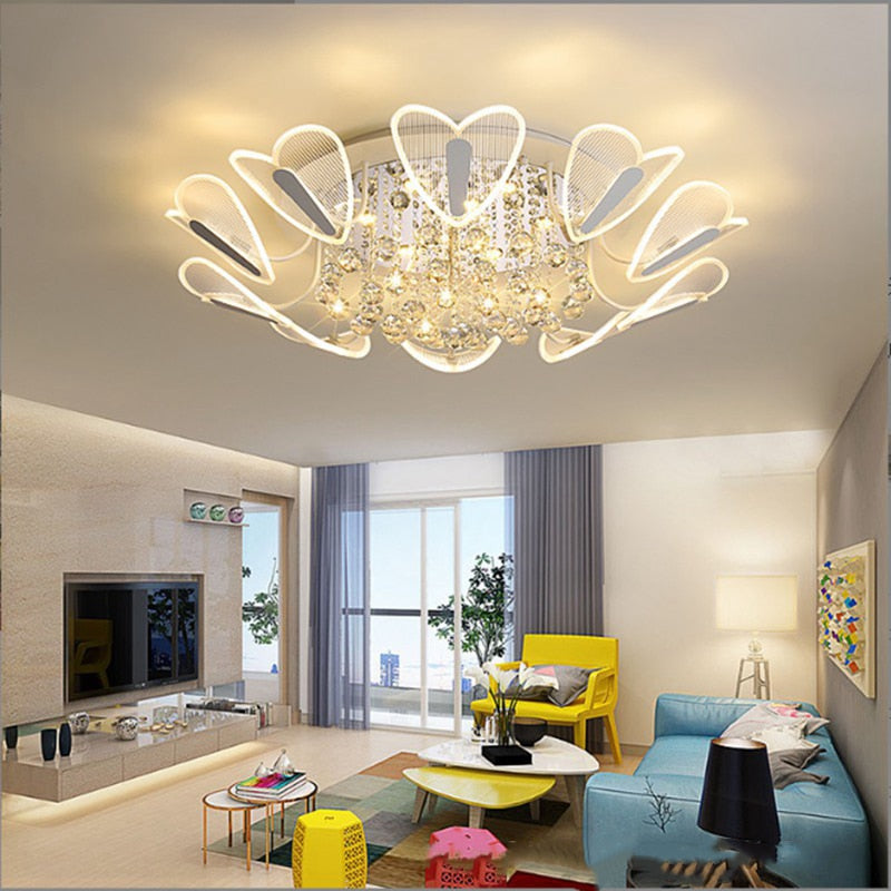 Hyundai K9 Crystal Ceiling Light Light Luxury Bedroom Dining Room Indoor Chandelier Simple Heart-Shaped Decorative