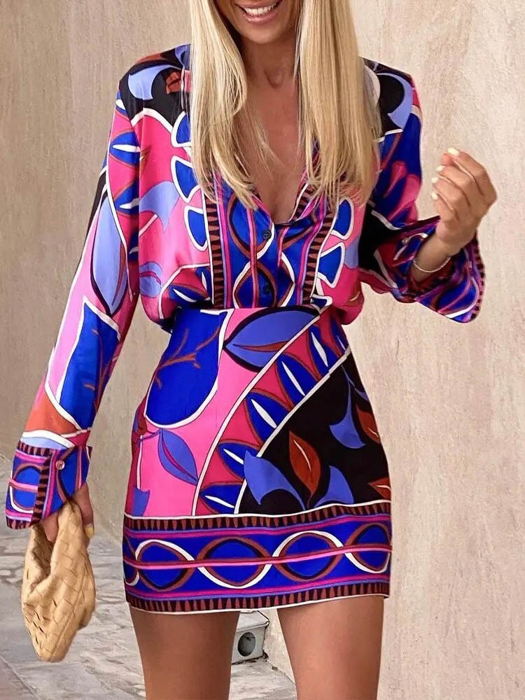 Print Set For Women Fashion Casual Streetwear Long Sleeve Shirt Top + Skirt 2 Piece Suit 2022 Spring Autumn Elegant Ladies Sets