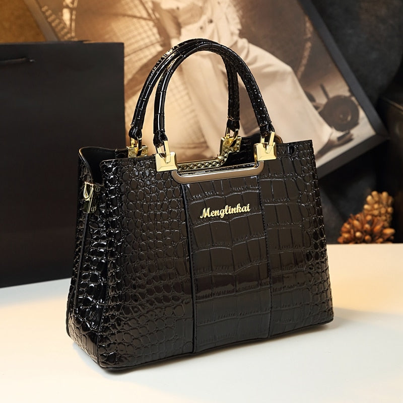 Genuine Leather Women Handbag 2022 New Fashion Brand Crocodile Pattern Lady Portable Tote Bag Shoulder Crossbody Bags For Female