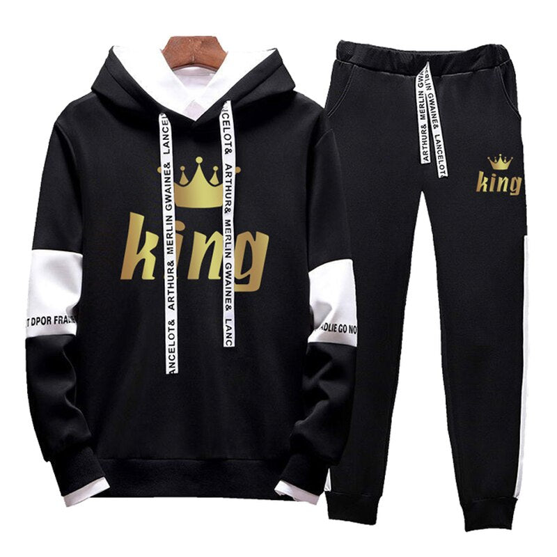 2022 New Couple Tracksuit Hooded Sweatshirts +Jogging Sweapants 2PCS Suits Spring Fall Classic Men Women Daily Casual Sports Kit