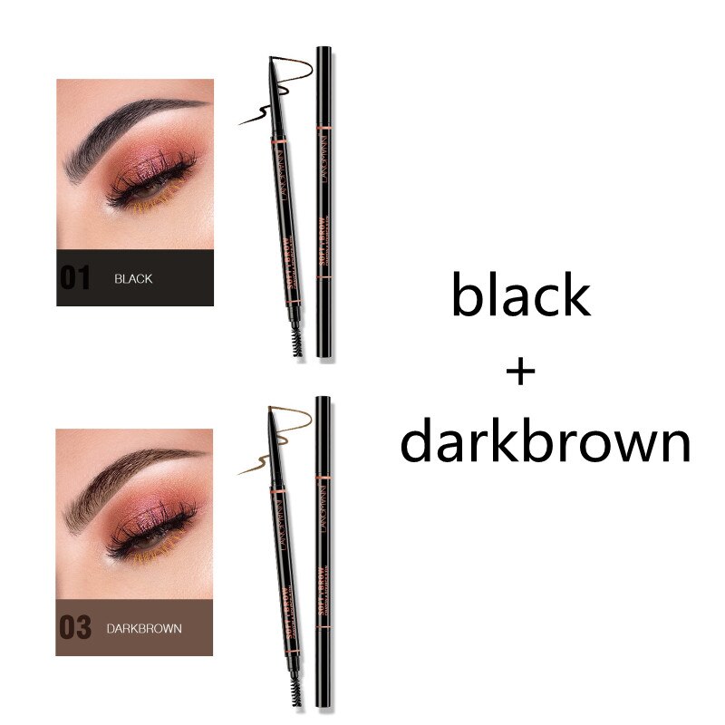 Waterproof Eyebrow Tattoo Pen Brow Enhancer Automatic Rotation Double Head Eye Makeup Natural Long-Lasting