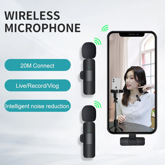 2.4G Wireless Lavalier Microphone Short Video Shooting Live Microphone Portable Audio Video Recording Mini Mic for IOS Android