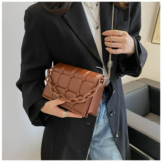 TRAVEASY2023 New Women&#39;s Bag Female Fashion Chain Texture Willow Nail Trend Single Shoulder Bags Messenger Bag Small Square Bag