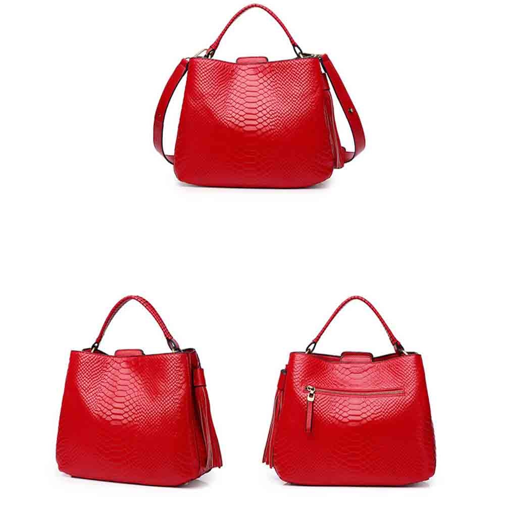 Motingsome Fashion Woman Serpentine Bag Genuine Leather Handbag Pure Color Elegant Ladies Offcie Work Shoulder Bag Cowhide 2022