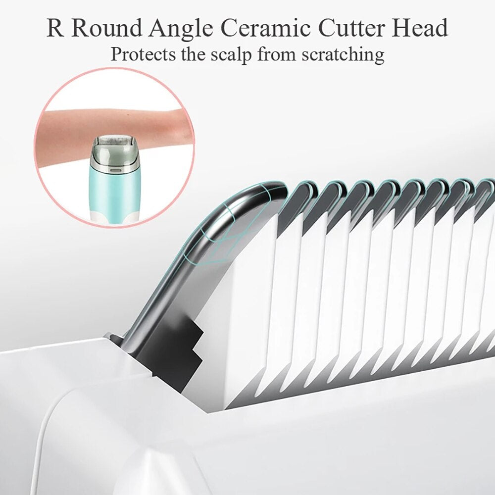 Waterproof Kids Hair Clipper Electric Automatic Gather Trimmer Baby Adult Mute Sleep Cut USB Recharging Home-Use Stainless steel