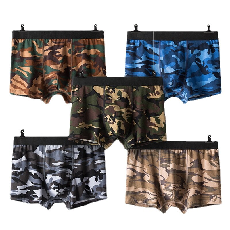 5PCS/ lot Boxer Homme Men Underwear Boxer Man UnderWear Shorts Men Panties Underpants Breathable Camouflage Comfort Cotton