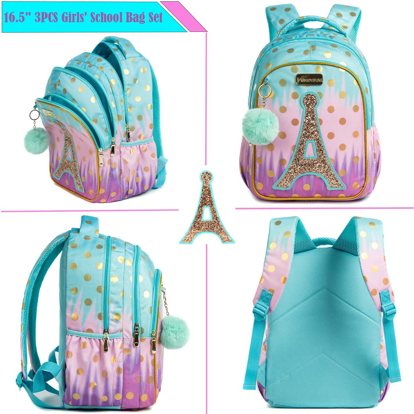 BIKAB School Bag Backpack for Kids Backpacks for School Teenagers Girls Sequin Tower School Bags for Girls Girls School Supplies