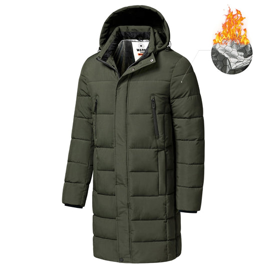 Men 2022 Winter New Plus Long Warm Thick Hood Parkas Jacket Coat Men Autumn Outwear Outfits Classic Windproof Pocket Parka Men