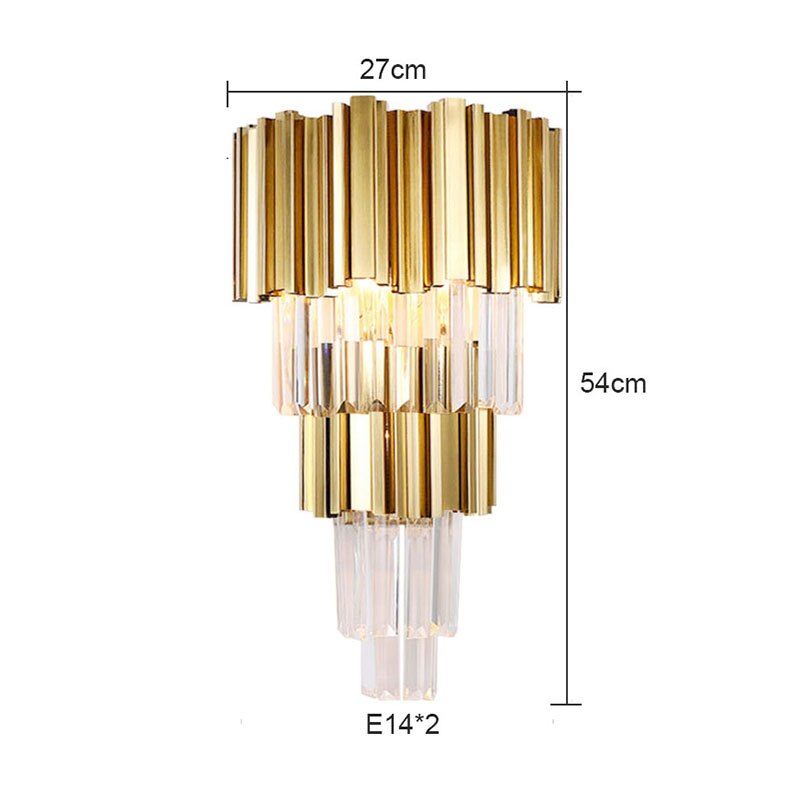 Modern Gold Luxury Crystal Wall Lamp Led Light E14 Bulbs For Bedroom Living Room Study Home Lighting Fixtures