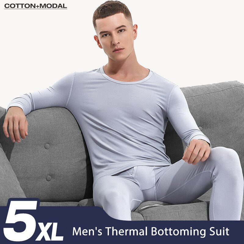 Winter Men&#39;s Thermal Underwear Set High Elastic Skin-Friendly Thermal Long Johns Suit Men Keep Warm Thick Thermal Clothes 5XL