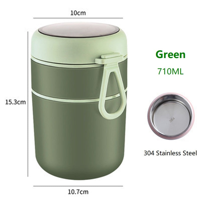 710ML Lunch Box 304 Stainless Steel Insulated Soup Cup With Spoon Food Thermal Jar Insulated Soup Thermos Container for Children