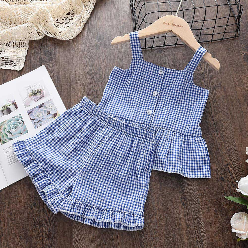 Menoea Toddler Girls Clothes Sets 2022 New Summer Patchwork T-shirts + Plaid Bow Shorts Casual Outfits Baby Kids Clothing Suits