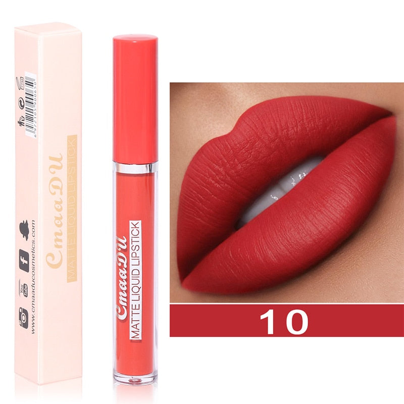 9Colors Matte Liquid Lipsticks Waterproof Ultra Velvet Lip Stick Pigment Sexy Red Nude Long Lasting Lip Gloss Makeup