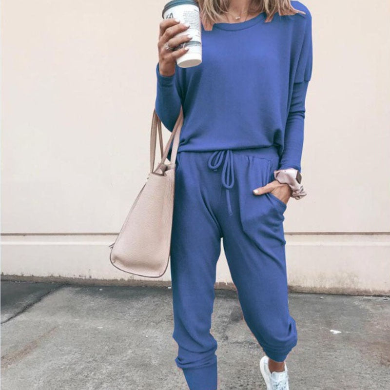 2022 Women&#39;s Spring and Autumn Clothing New Casual 2 Piece Sets Solid Color Tracksuit Woman Pullover + Pants Ladies Suit 7colors