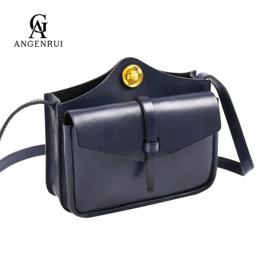 ANGENGRUI First Layer Cowhide women&#39;s Bag Simple and Exquisite Shoulder Bag Handmade Messenger Bag