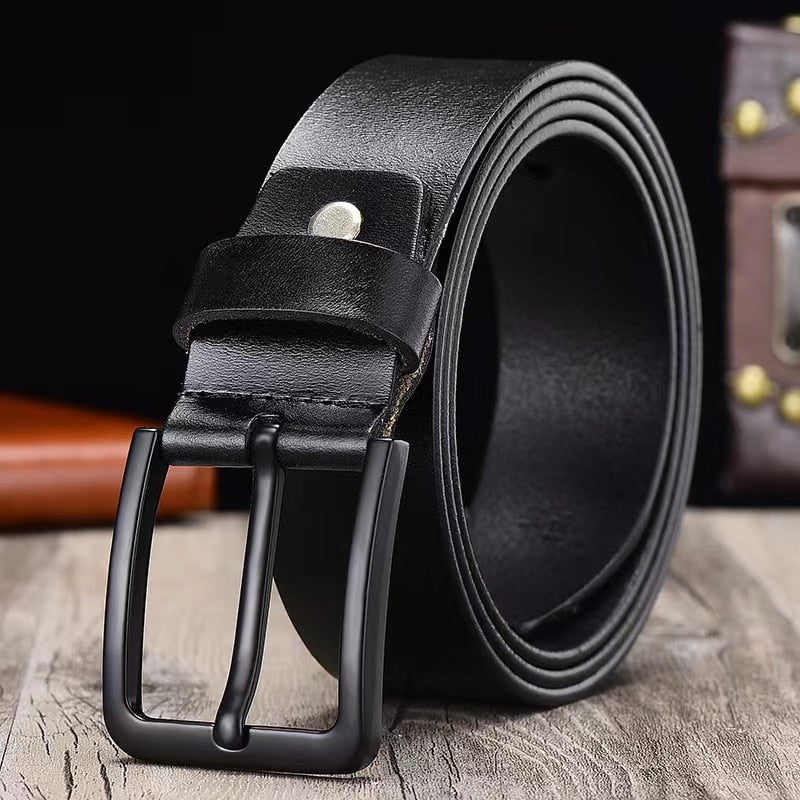 125CM  Whole Cow Genuine Leather Luxury Strap Male Belts For Men Fashion Classice Vintage Pin Buckle Leather Jeans Men Belt
