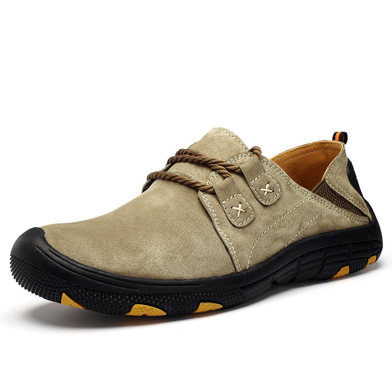 Comfortable Men Sneakers Leather Casual Men Shoes Outdoor Wear-Resistant Suede Leather Walking Shoes Man Breathable Work Shoes