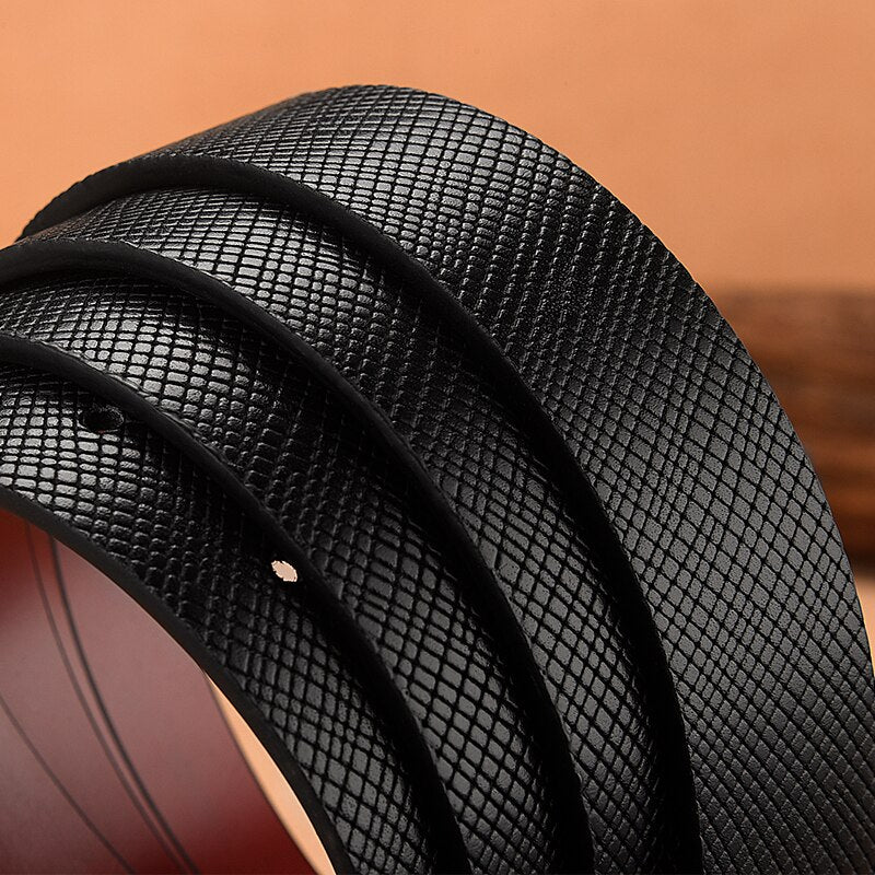 Male Leather Belts For Men Designer Reversible Buckle Classic Unisex Female Waist Belt Jeans High Quality 3.0 CM Black Strap