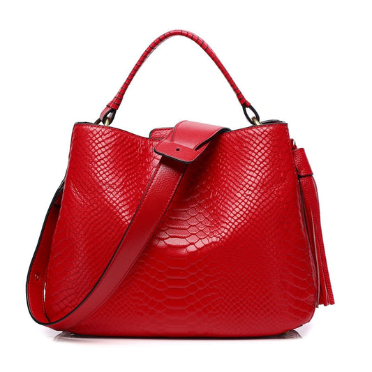 Motingsome Fashion Woman Serpentine Bag Genuine Leather Handbag Pure Color Elegant Ladies Offcie Work Shoulder Bag Cowhide 2022