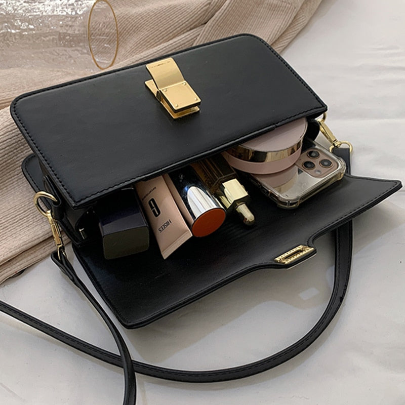 Casual Designer High Quality Small Flap Shoulder Bag Simple Pure Color Elegant Branded Handbag All Match Pu Leather Ladys Clutch