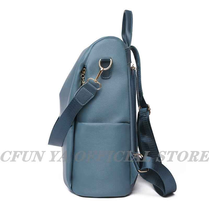 CFUN YA New Women Soft Leather Backpacks Wide Open Back Bags Sac a Dos Travel Ladies Bagpack Mochilas School Bags Mummy Handbag