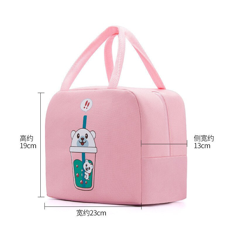 Portable Lunch Bags  For Kids Handigs Thermel Insulatad Camvas Tite Pouch  Scholl Bento  Picnic Food Storege Conteiners Kitchen