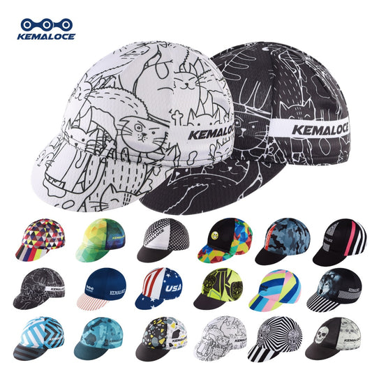 KEMALOCE Men Cycling Cap Anti-UV Summer Elastic Quick Dry Bike Cap 2022 White/Black/Blue Mesh Outdoor Breathable Cycling Hat