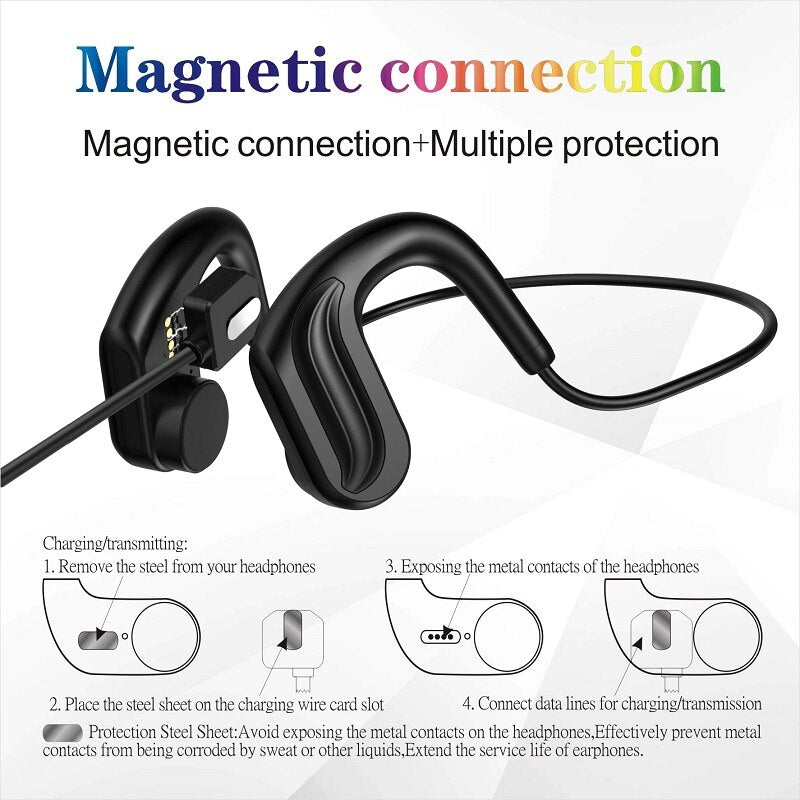 Wireless Bluetooth 5.0 Bone Conduction Earphone IPX8 Waterproof Diving Swimming Headphone Built-in memory 32G Headset With Mic