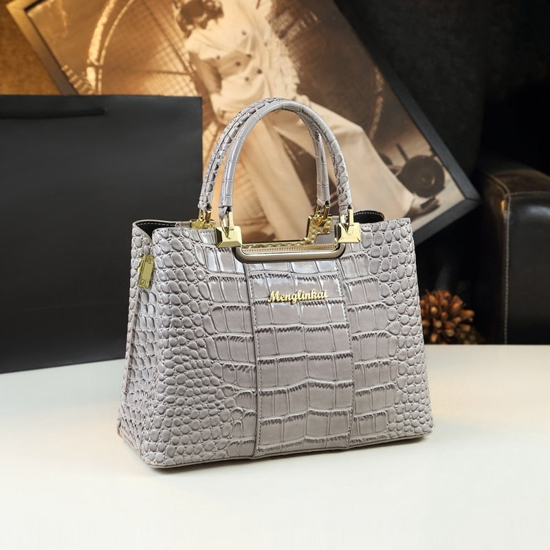 Genuine Leather Women Handbag 2022 New Fashion Brand Crocodile Pattern Lady Portable Tote Bag Shoulder Crossbody Bags For Female