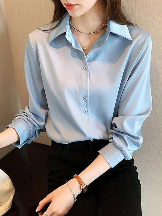 Fashion New Autumn Elegant Casual Women Blouses Vintage Office Lady Slim Formal Business Shirts Female Chic Tops Clothes