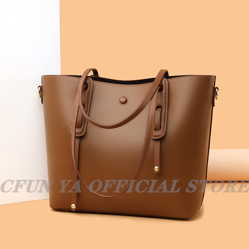 CFUN YA Luxury Cow Leather Tote Bag For Women Ladies Handbags Big Top Handle Bag Large Female 2022 Office Hand Shoulder Pack