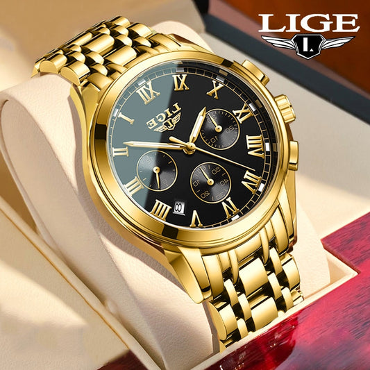 Luxury Gold Metal Wirst Watches Men 2022 Business Dress Quartz Wristwatches Steel Chain Male Clock relogio masculino Men relojes