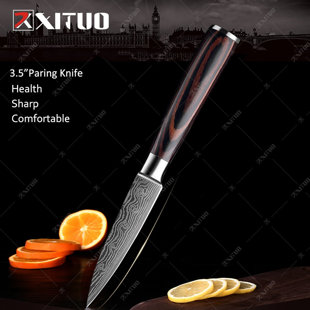 XITUO Kitchen Knives set 1-10PCS Chef knife High Carbon Stainless Steel Santoku knife Sharp Cleaver Slicing Knife Best Choice